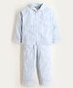 Cherry Crumble By Nitt Hyman Full Sleeves Striped   Night Suit - Sky Blue