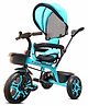 Kidsmate Champ Tricycle with Canopy Safety Guard Rail and Parental Control Fabric Cushion Seat & Bell- Blue