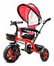 Kidsmate Champ Tricycle with Canopy Safety Guard Rail and Parental Control Fabric Cushion Seat & Bell- Red