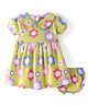 Babyhug Single Jersey Knit Half Sleeves Floral Printed Frock with Bloomer - Green