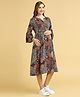 MomToBe Three Fourth Sleeves All Over Paisley Printed Maternity Dress With Concealed Zipper Nursing Access - Multi Colour
