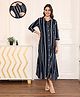 MomToBe Three Forth Sleeves Striped Maternity Dress With Zipper Access - Multi Colour