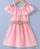 Kookie Kids Off Shoulder Solid Color Frock With Fabric Belt - Pink