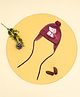 Mi Arcus 100% Cotton Knitted Pom Pom Ears Design Mouse Detailed  Tie Up Cap - Maroon-  Diameter 44 Cms