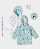 Mi Arcus Full Sleeves All Over Penguin & Star Printed Reversible Jacket - Sky Blue