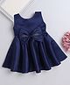 The Magic Wand  Sleeveless Bow & Stone Embellished Fit & Flared Dress -  Navy Blue