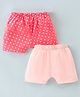 Ben Benny Interlock Cotton Knit Knee Length Shorts with Solid & Star Print Pack of 2 - Pink