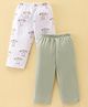 Ben Benny Interlock Knit Full Length Lounge Pants With Text Print Pack Of 2 - White & Green
