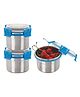Steel Lock Airtight & Leak Proof Stainless Steel Container, 350 ml Each, Set of 3, Blue