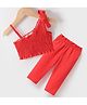 Kookie Kids Sleeveless Smocking Detailing Top with Solid Colour Culottes Set - Orange