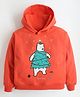 Cherry Crumble By Nitt Hyman Full Sleeves Polar Bear Embroidered Hooded Sweatshirt - Orange