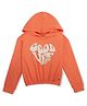 GINI & JONY Full Sleeves Good Life Text With Cute Smiley Printed Hooded Tee - Coral