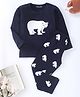 Funkrafts Premium Cotton Full Sleeves Polar Bear Printed Coordinating Tee & Pajama Set - Navy Blue