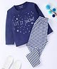 Funkrafts Premium Cotton Full Sleeves Let It Snow Text Printed Tee & Pajama Set - Blue