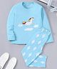 Funkrafts Premium Cotton Full Sleeves Unicorn & Clouds Printed Coordinating Tee & Pajama Set - Blue