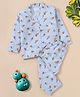 Funkrafts Premium Cotton Full Sleeves Dinosaur Printed Coordinating Shirt & Pajama Set - Blue