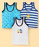 Bodycare Cotton Knit Sleeveless Set Of Vests Striped & Baby Shark Print  Pack of 3 - Multicolour