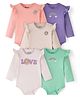 Bonfino 100% Cotton Knit Full Sleeves Onesies Floral Print Pack of 5 - Multicolour