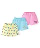 Doodle Poodle 100% Cotton Knit Above Knee Length Shorts With Floral Print  Pack Of 3 - Pink Blue & Yellow