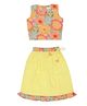 A Toddler Thing 100% Muslin Organic Cotton Sleeveless Floral Printed Coordinating Lehenga Choli - Yellow