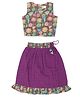 A Toddler Thing 100% Muslin Organic Cotton Sleeveless Flower  Printed Coordinating Lehenga Choli - Purple