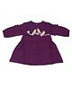 A Toddler Thing 100% Muslin Organic Cotton Full Sleeves Birds  Embroidered Dress - Purple