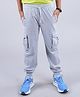Kiddopanti Solid  Cargo Track Pant - Grey Melange