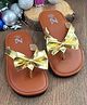 The Madras Trunk  Bow Detailed Flip Flops -  Brown And Gold