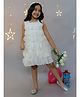 KIDSDEW Sleeveless Geometric Circle Cut Out Detailed Georgette A Line   Dress - White
