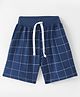 Fido Single Jersey Knit Above Knee Length Shorts Checks Design - Navy Blue