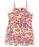 Babyhug 100% Cotton Knit Single Jersey Sleeveless Jumpsuit With Floral Print - Multicolour