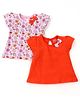 Babyhug Half Sleeves Frocks with Bow Floral Print Pack of 2 - Red & Pink