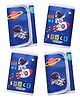 PARTEET Canvas Wallet Card Holder Folding Canvas Printed (4Pc Blue)