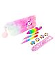 Parteet Unicorn Fur Pouch with 1 Fur Pen(4 Color), 2 Pencils, 4 Unicorn Eraser, and 1 Scale (Pack of 5 Itmes)