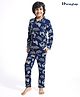 Honeyhap Premium 100% Cotton Knit Full Sleeves Night Suit With Bio Finish Gaming Print - Moroccan Blue