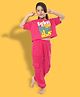 Ninos Dreams Half Sleeves Bring Some Funky Vibes Text Printed Coordinating Top & Joggers - Pink