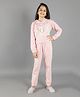 Ninos Dreams Fleece Full Sleeves Bunny Printed Hooded Sweatshirt & Track Pant - Pink