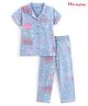 Honeyhap Premium  100% Cotton Single Jersey Half Sleves Night Suit with Bio Finish Space Theme Print - Blue