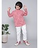 BAATCHEET Cotton Full Sleeves Leheriya Printed Kurta Style Shirt & Pant Set - Red