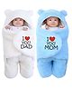 Brandonn Wearable Baby Swaddle Blanket Pack of 2  - White, Sky blue