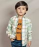 Polka Tots Full Sleeves Plaid Checked Shirt With Attached Tee - Green