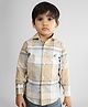 Polka Tots Cotton Full Sleeves Checked  Shirt - Beige