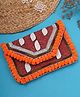 Fabbhue Women's Hand Embroidered Red Embellished Clutch - Multi Color