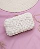 Fabbhue Women's White Hand Embroidered Box Clutch - Offwhite