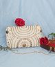 Fabbhue Women's Hand Embroidered Box Clutch Purse - OffWhite