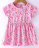 Simply Sinker Half Sleeves Leaves & Floral Printed Frock - Pink