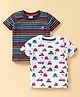Simply Sinker Half Sleeves Striped T-Shirts with Cars Print Pack of 2 - Multicolor