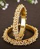 The Pari Set Of 2 Gold-Plated Pearls Beaded Bangles-6.35 cm diameter