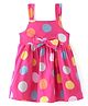 Babyhug Poplin Woven Singlet Sleeves Polka Dots Printed Frock - Pink