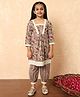 READIPRINT Cotton Three Forth Sleeves All Over Floral Printed Kurta With Harem Pant -Purple